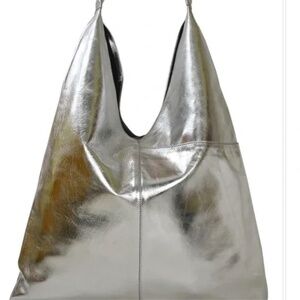 ISO LOOKING FOR Brix + Bailey Geniune Leather Silver Tote Bag